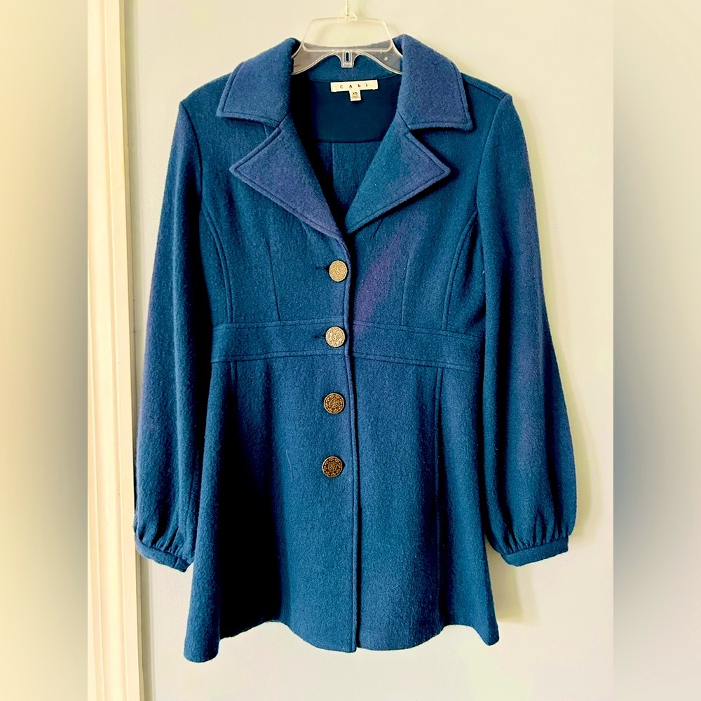 Cabi Blue Wool Button Front Coat - XS